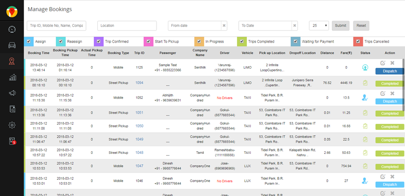 Taxi dispatch software