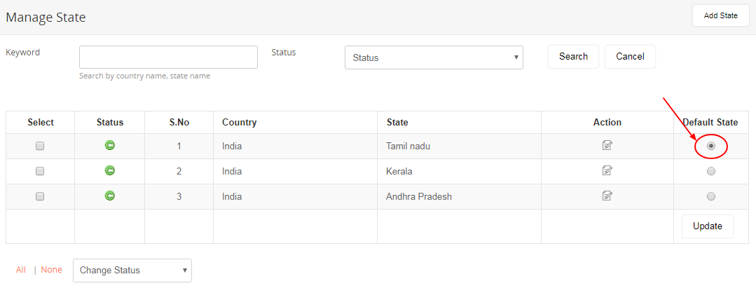 Manage State Default State