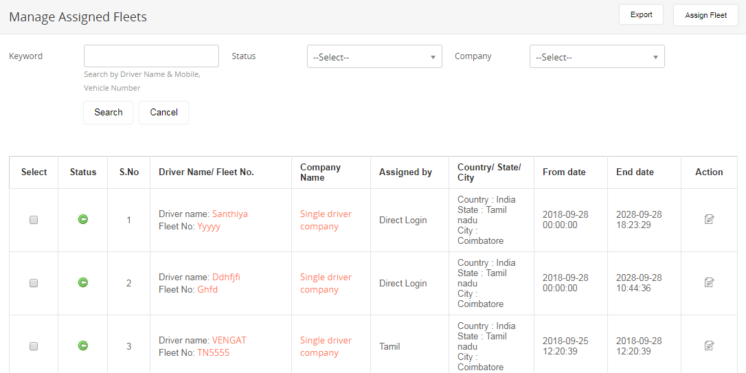 Manage assigned fleets