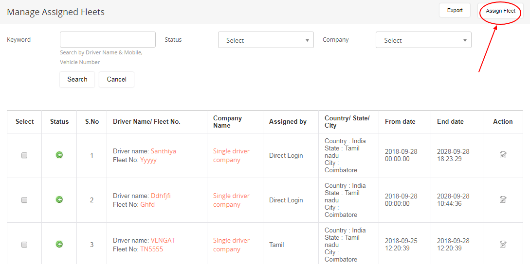 Manage assigned fleets