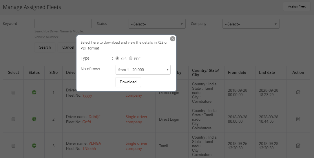 Manage assigned fleets