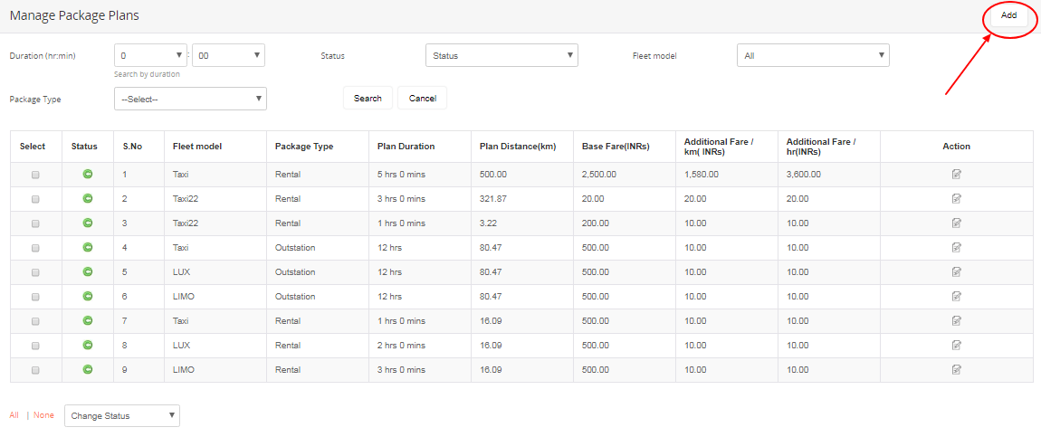 Manage Package Plans Add