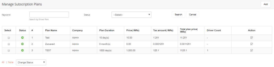 Manage Subscription Plans